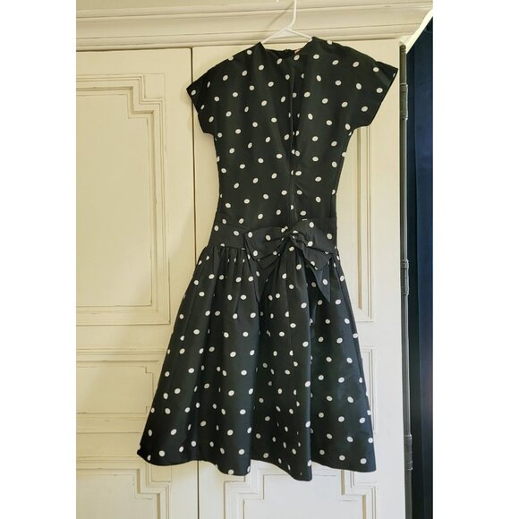 Batsheva Black and White Polka Dot Midi Dress - Picture 7 of 8